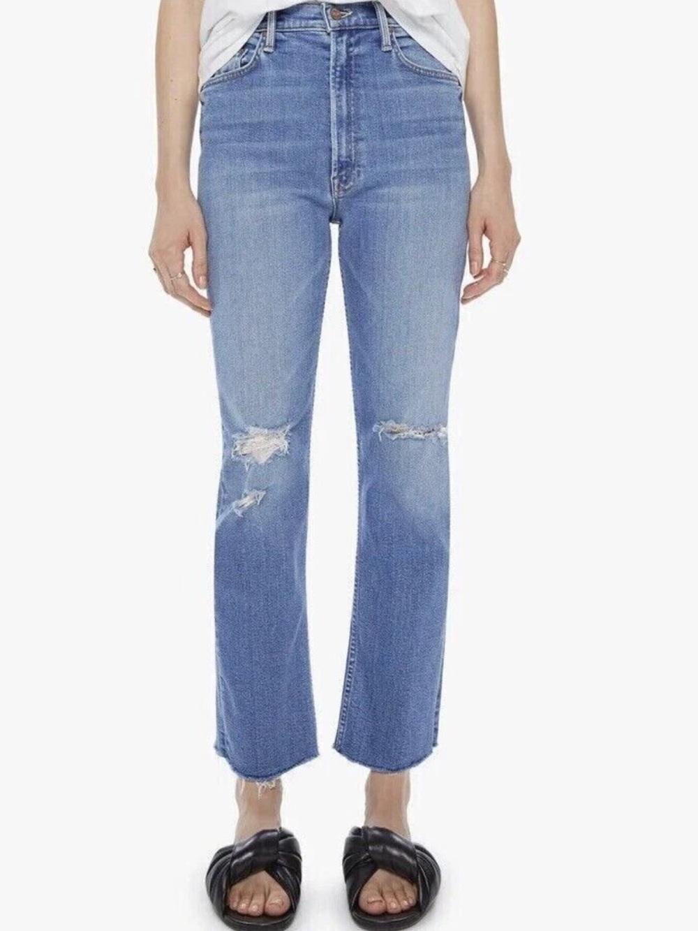 MOTHER high waisted rider ankle fray jeans, party like a pirate, size 30